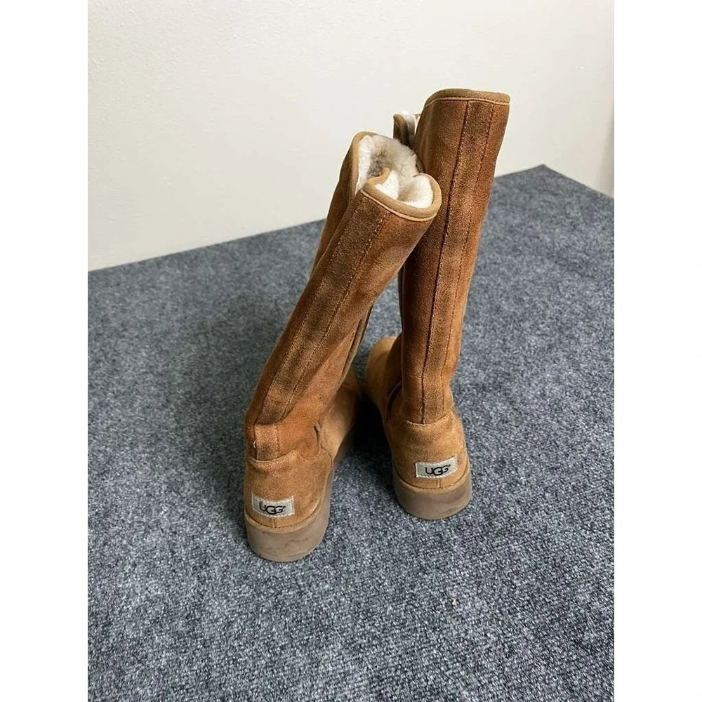UGG Kara Classic Tall Slim Chestnut Water Resistant Wedge‎ Boot Women Size 9